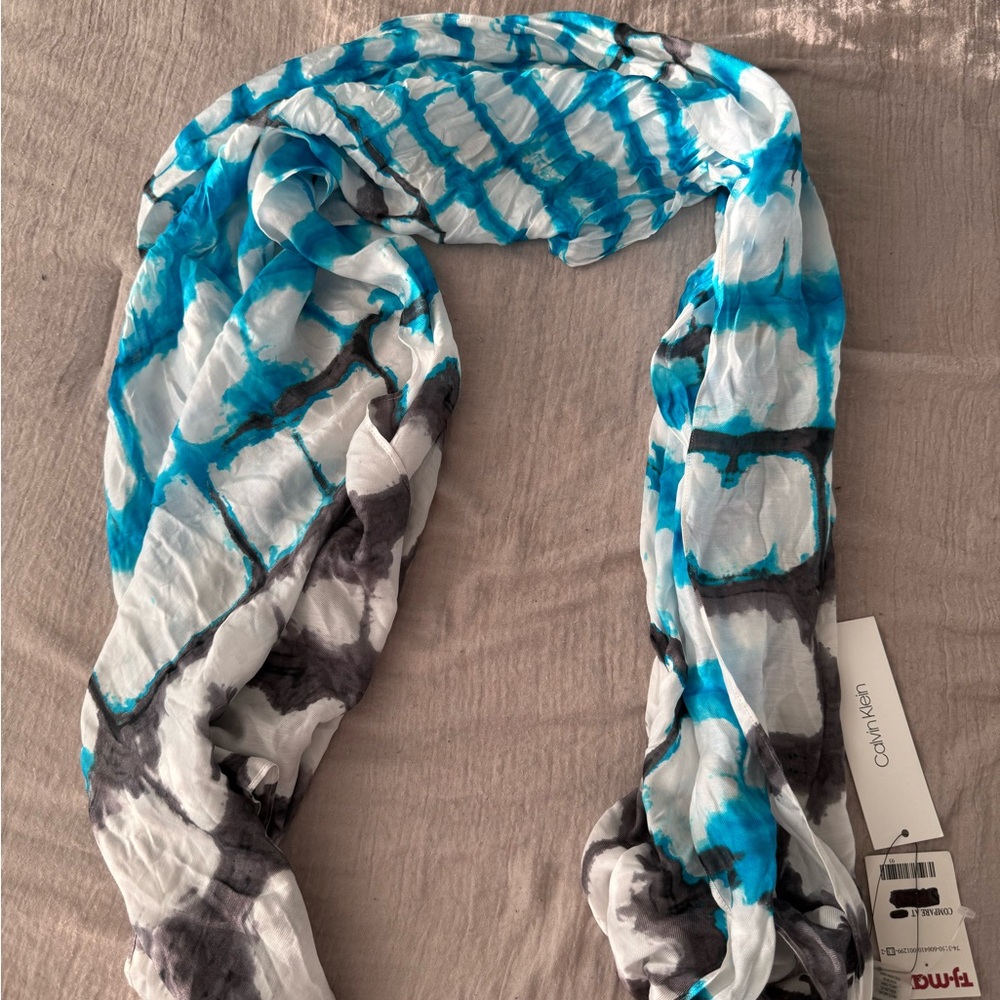 Calvin Klein Teal and Charcoal Scarf